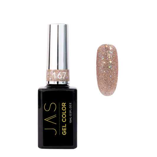 Jas Gel Polish #167 Golden Nude Glitter