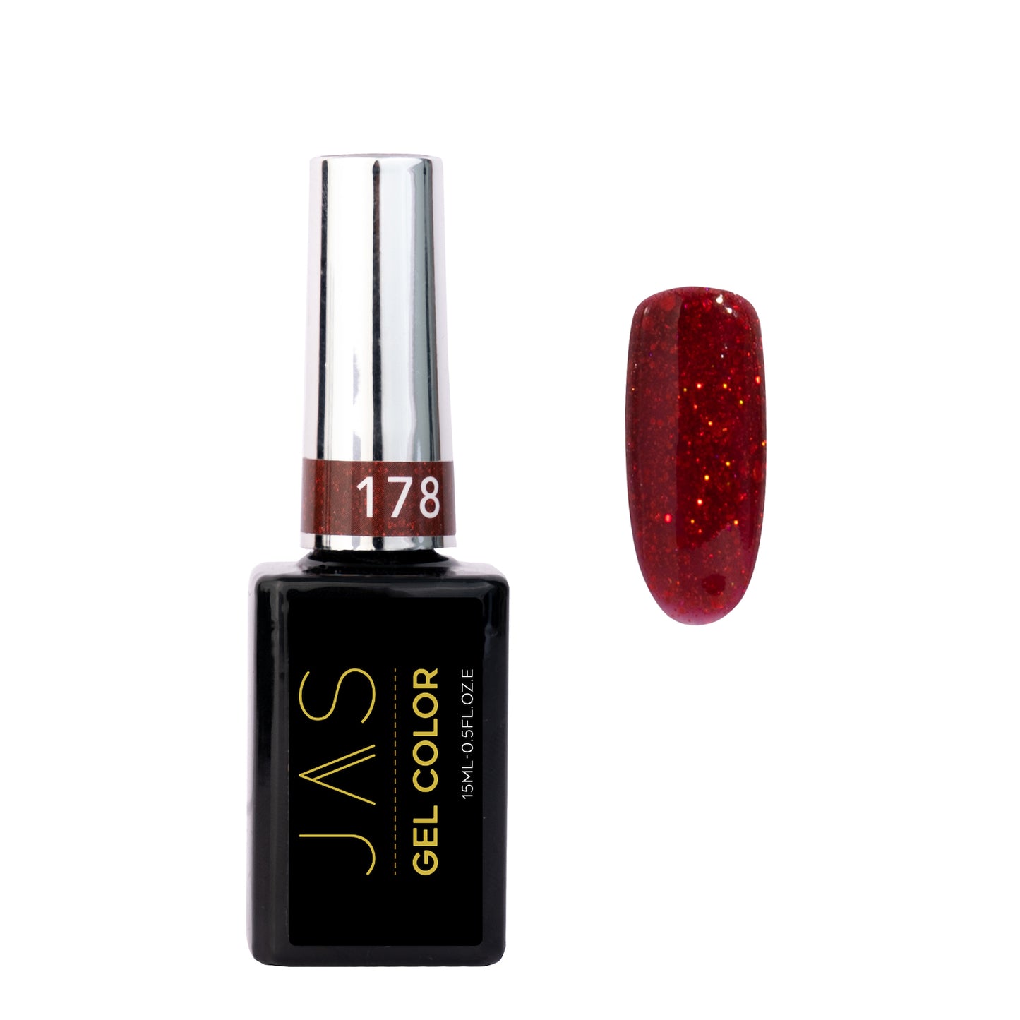 Jas Gel Polish #178 Red Glitter